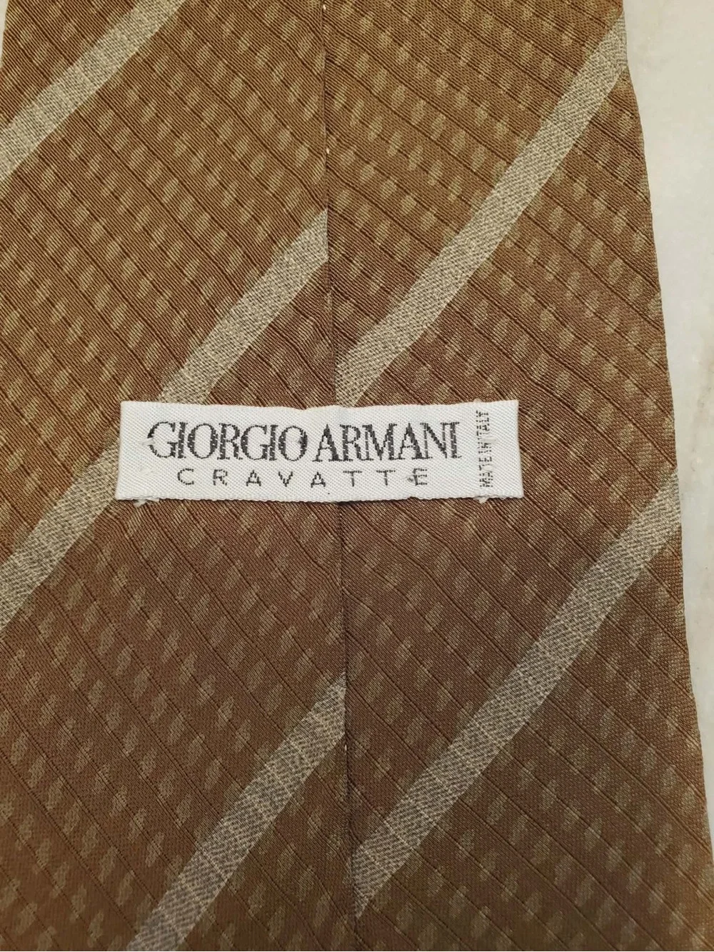Giorgio Armani Silk Tie In Brown & Cream