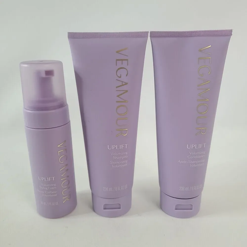 Vegamour Uplift  Shampoo Conditioner 8fl Oz Set Plus Uplift Volumizing Foam 5oz.