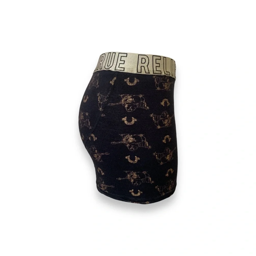 True Religion Black Boxer Briefs with Gold Logo Waistband