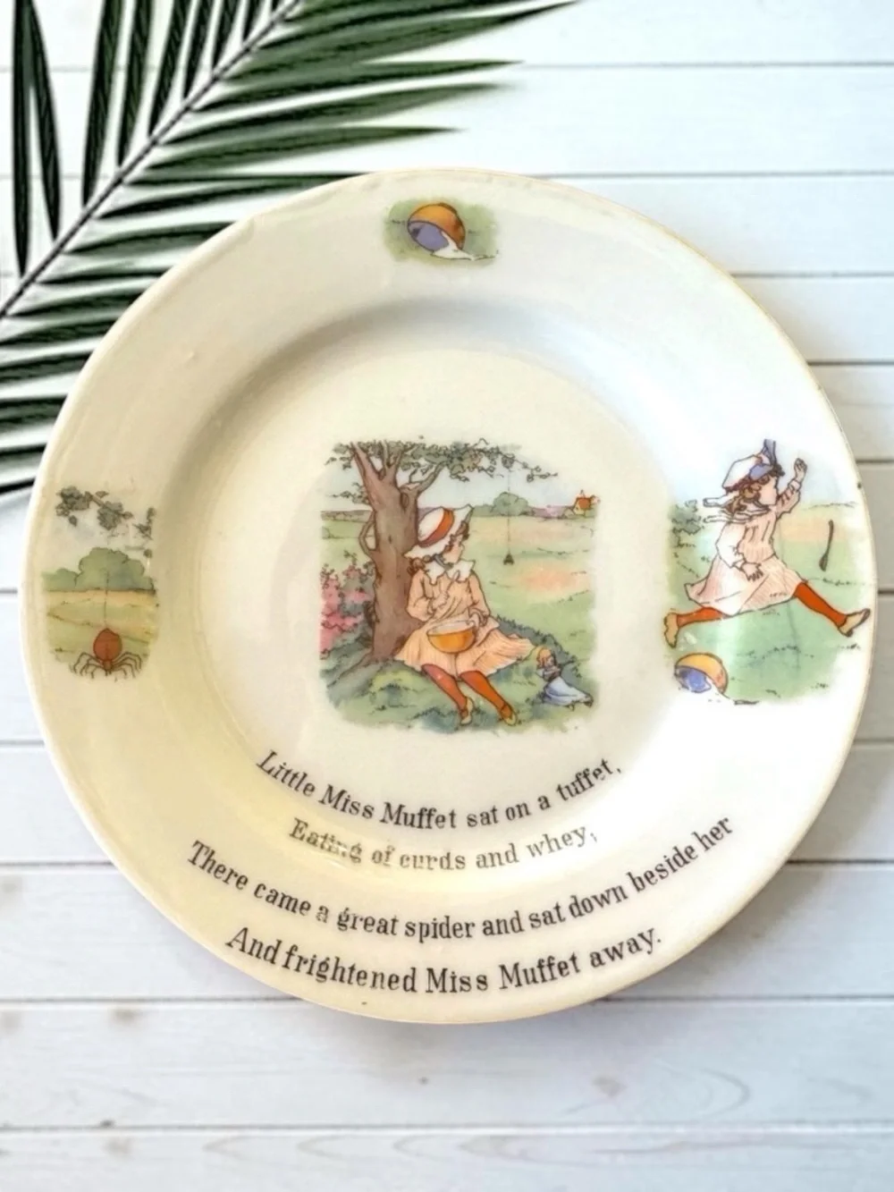 VINTAGE Little Miss Muffet Nursery Rhyme Plate - Classic Children’s Illustration