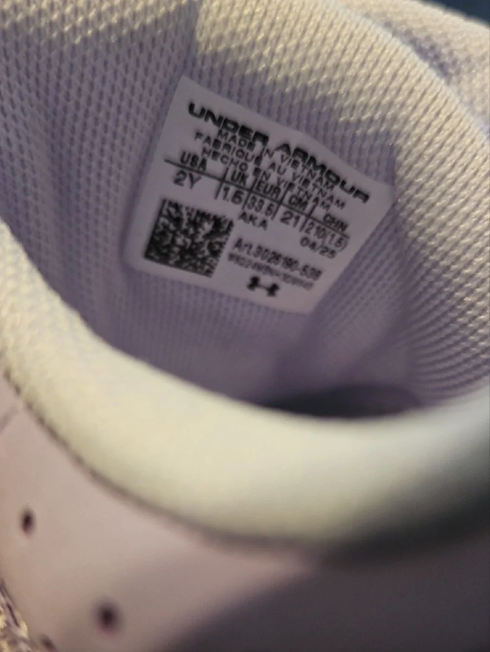 Brand New In Box Under Armour Kids' Lavender/White Athletic Sneakers