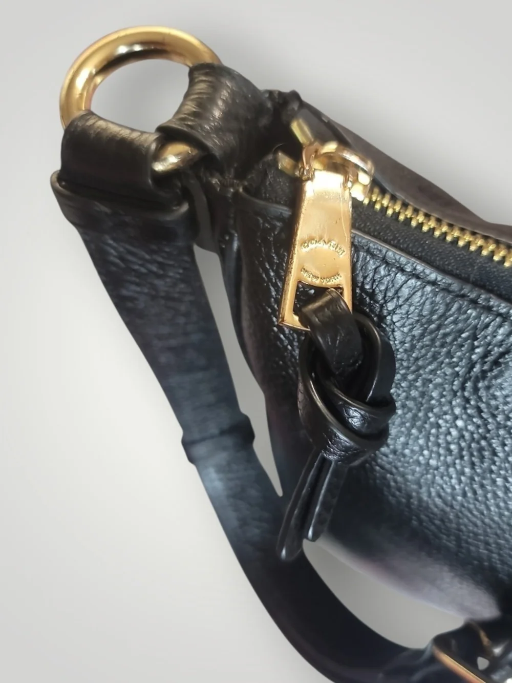 COACH Ellie File Black Pebbled Leather Crossbody Shoulder Bag EUC