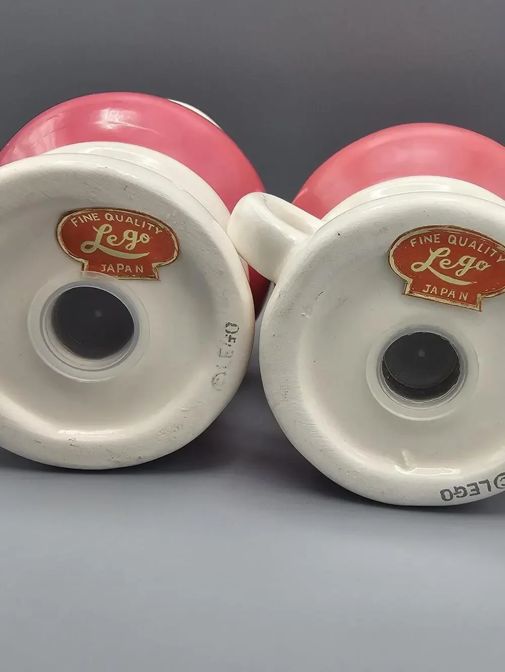 Vintage Lego Ceramic Salt and Pepper Shakers - Strawberry Milkshake Design