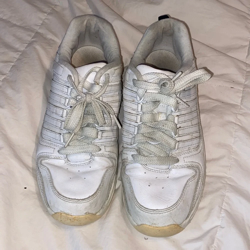 K Swiss white leather sneakers, size 9