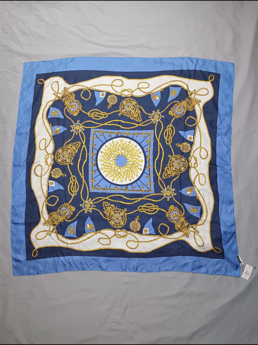 Talbots Gold Link Medallion Print Silk Scarf