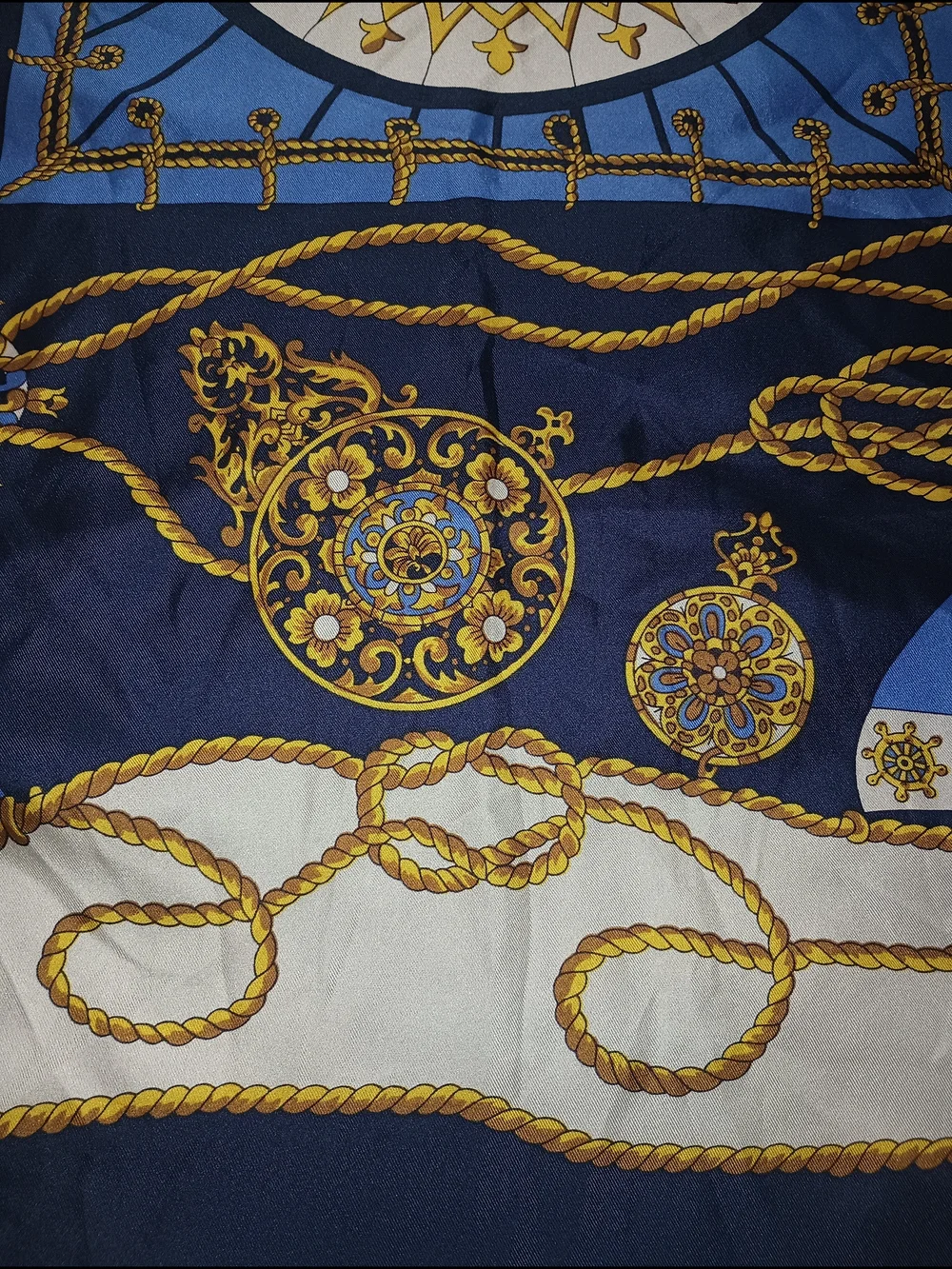 Talbots Gold Link Medallion Print Silk Scarf