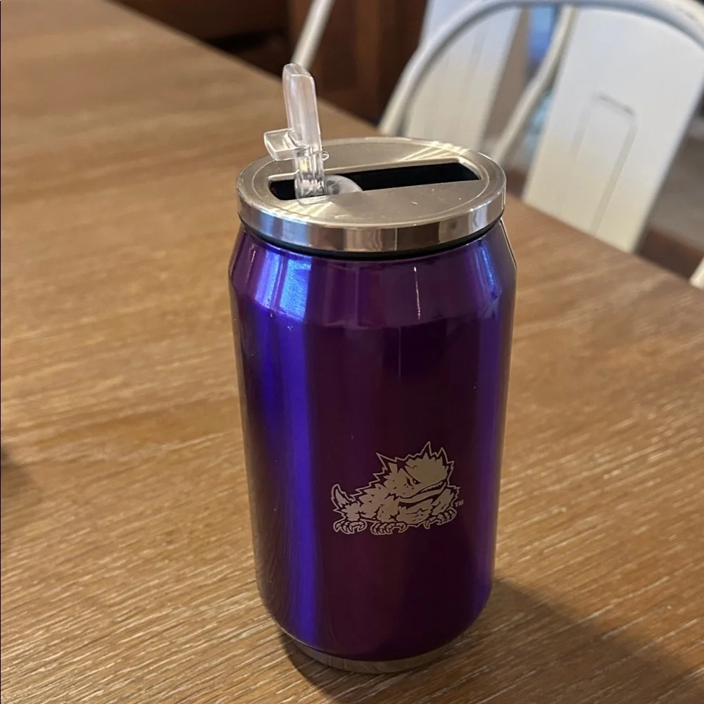 ~3 for $12 bundle~ TCU Purple Can-Shaped Tumbler with Straw