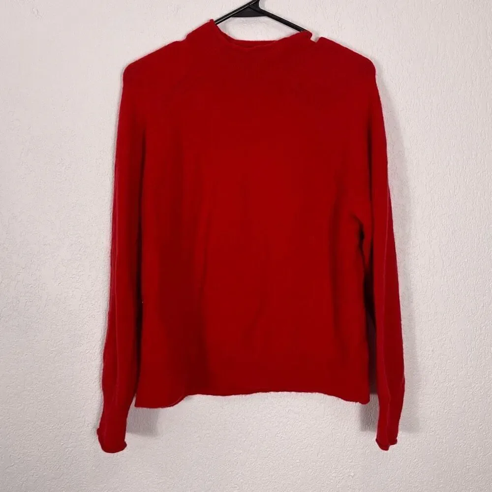 J. Crew‎ Red Mock Neck Wool Blend Pullover Sweater Size Small