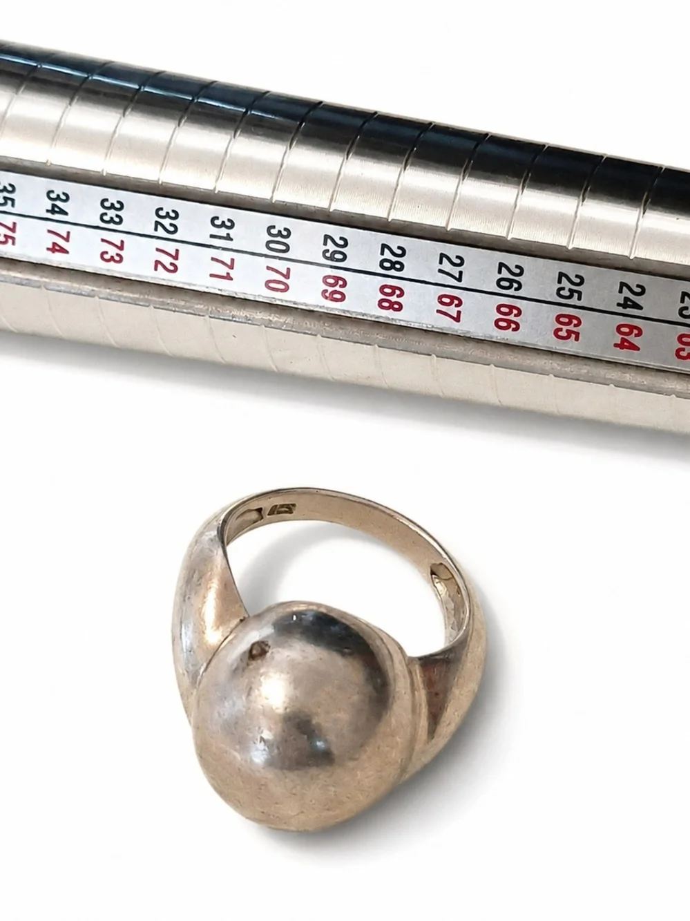 Sterling Silver Sculpted Dome Ring - Silver