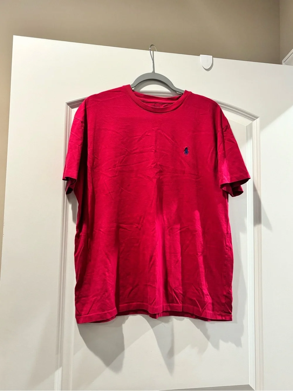 Polo by Ralph Lauren Bright Pink Short-Sleeve Crew Tee with Navy Pony