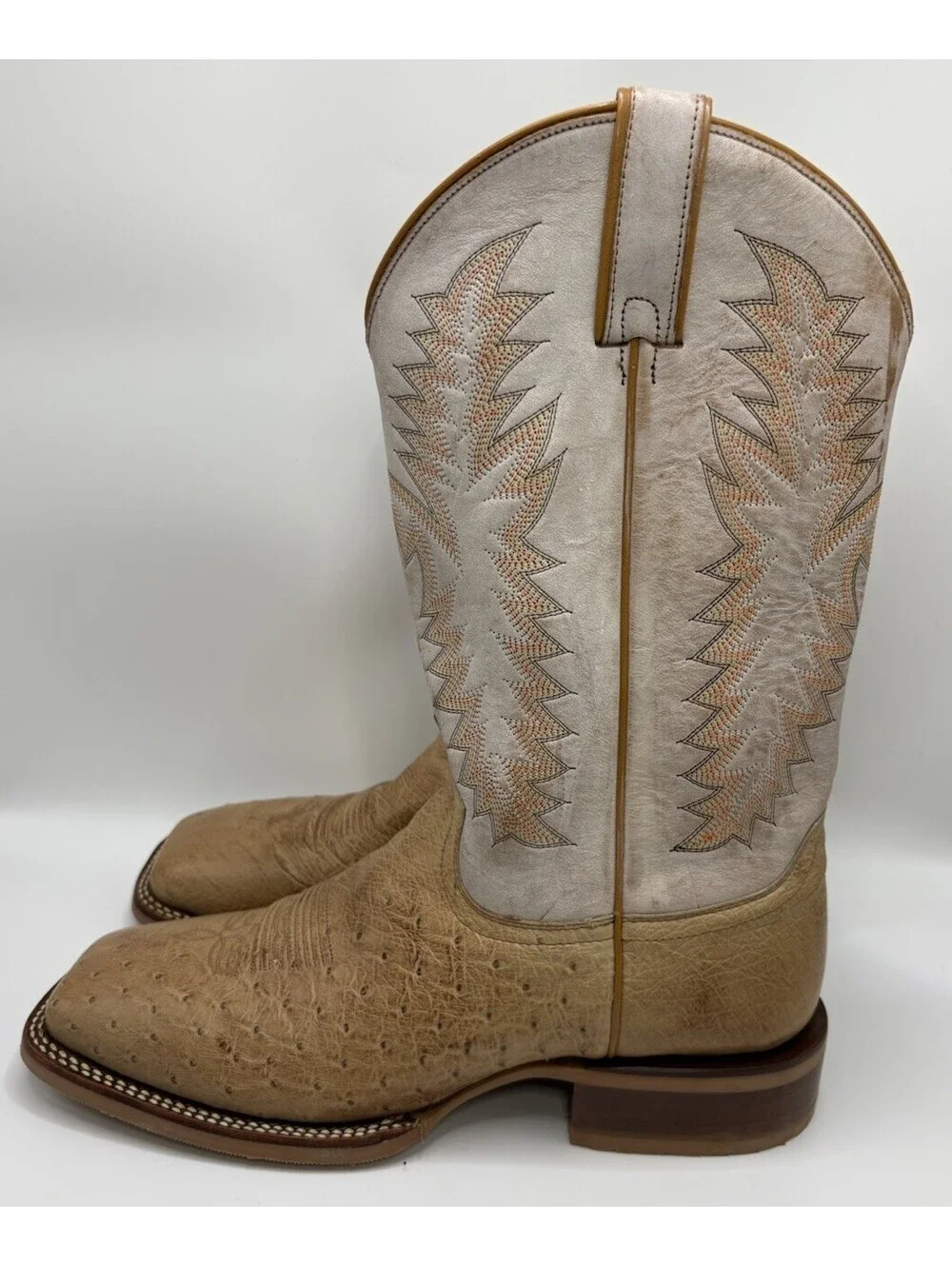 Justin JE800 Genuine Ostrich Mens Sz 11.5 D Leather Boots Square Toe Tan NWT