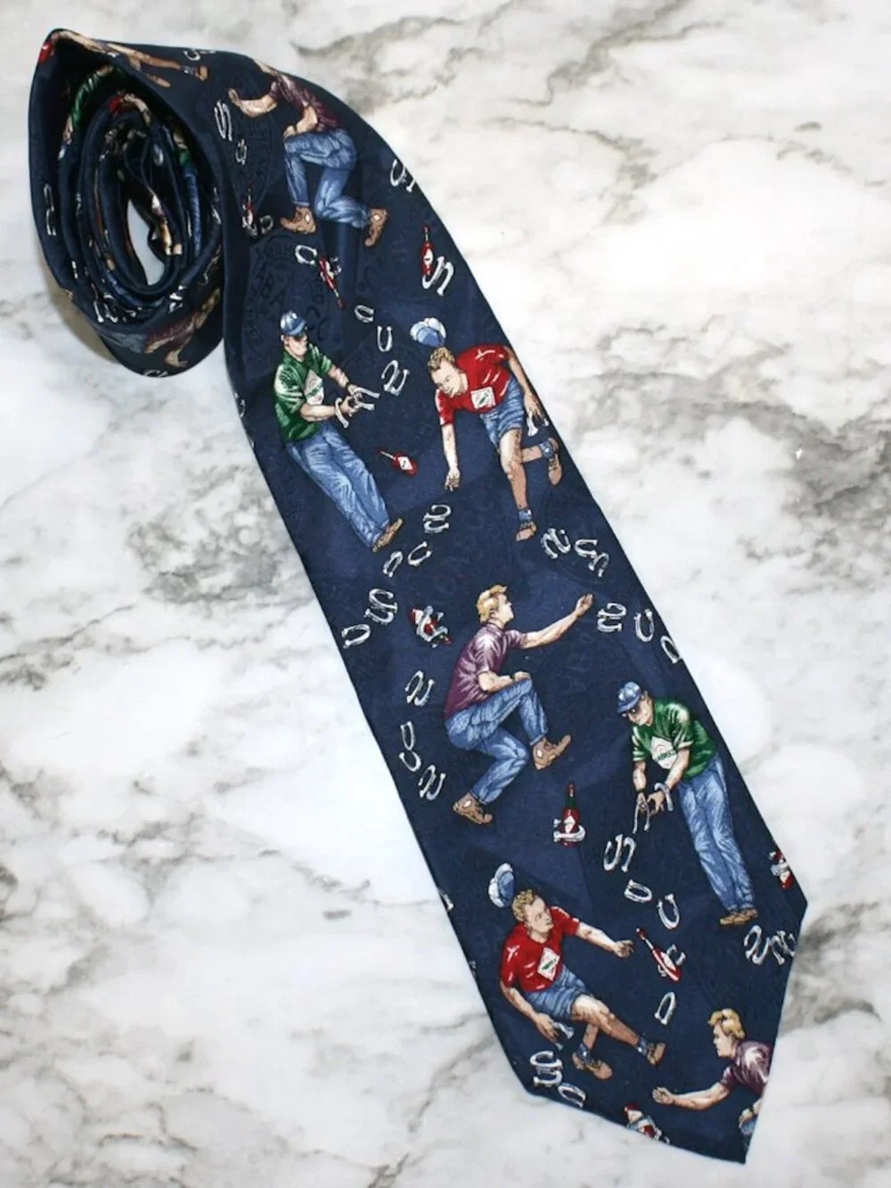 TABASCO Necktie Horseshoe Sports Colorful Blue Silk Necktie Summer Accessory