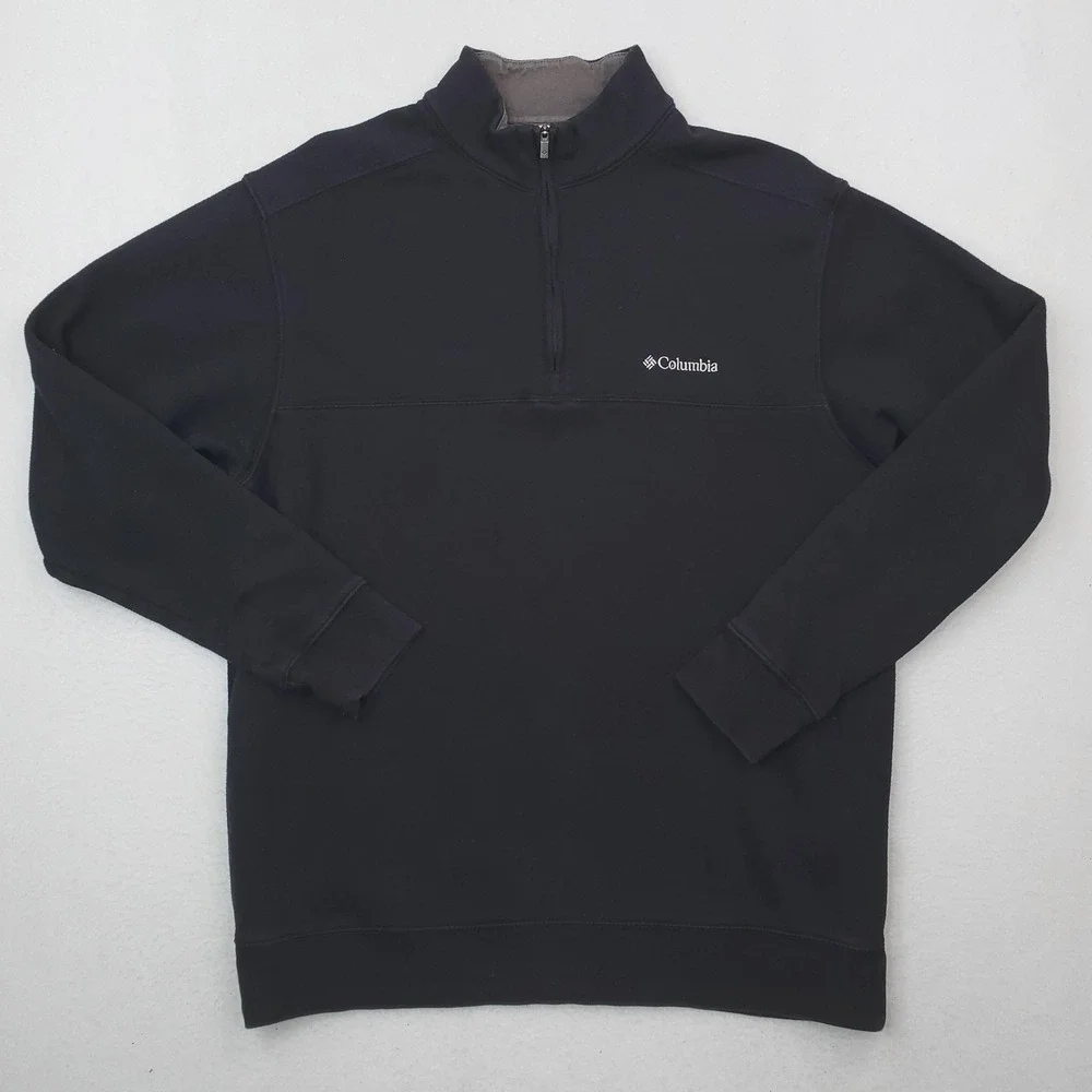 Columbia Quarter Zip Sweatshirt Mens Large Black Fleece Mock Neck Pullover