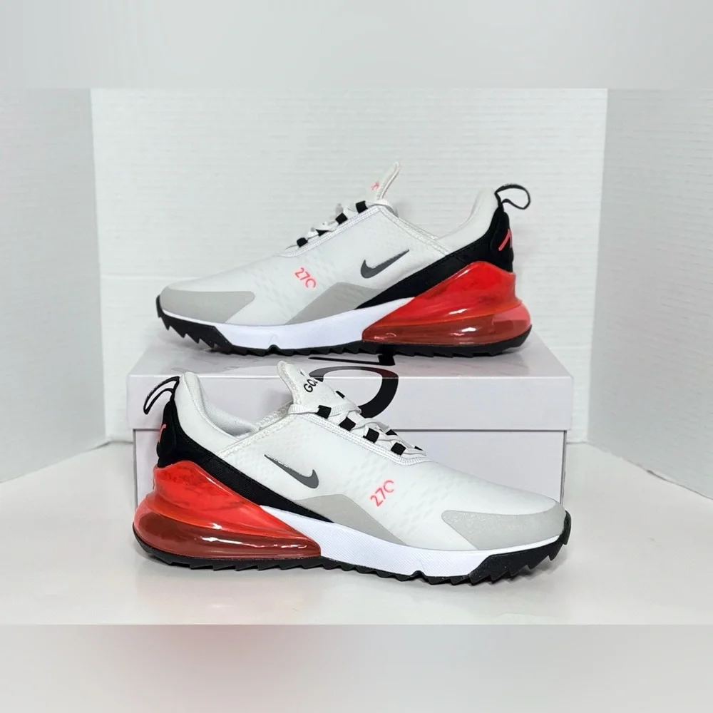 NEW Nike Air Max 270 G Men’s Golf shoes CK6483-103 white red black