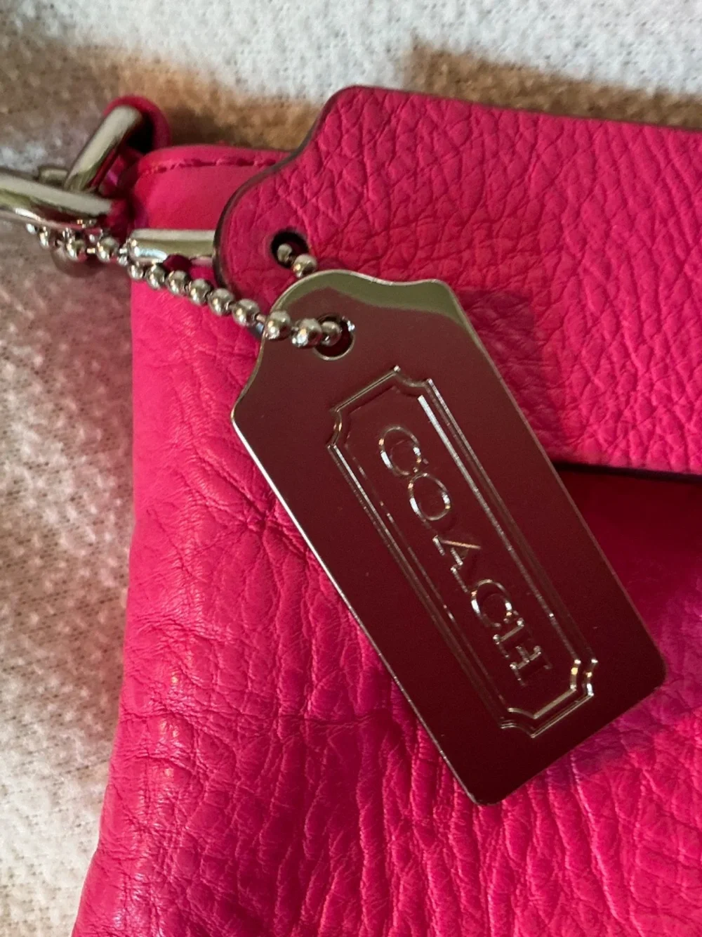 Coach Bleeker Daily shoulder bag Vibrant Fuchsia pink pebble shoulder bag