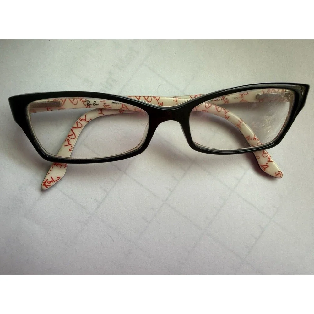 Ray-Ban RB5224 5014 Eyeglass Frames 51-16-140 Black Red Script Arms