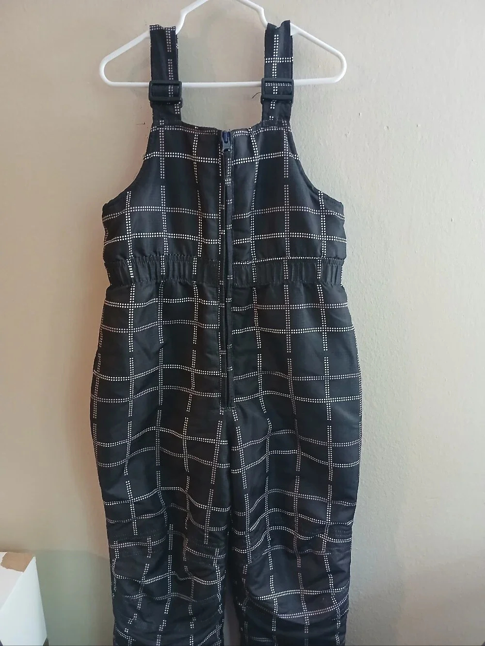 Black Grid Snow Bib Overalls