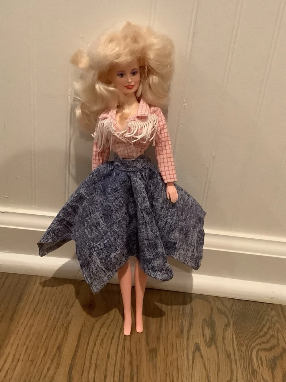 Vintage Dolly Parton Fashion Doll in Pink Top & Blue Skirt