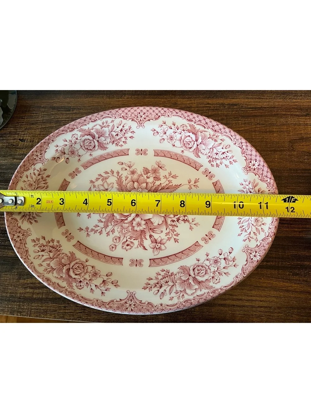 Vintage Wood & Sons English Pink and ivory platter 9x12