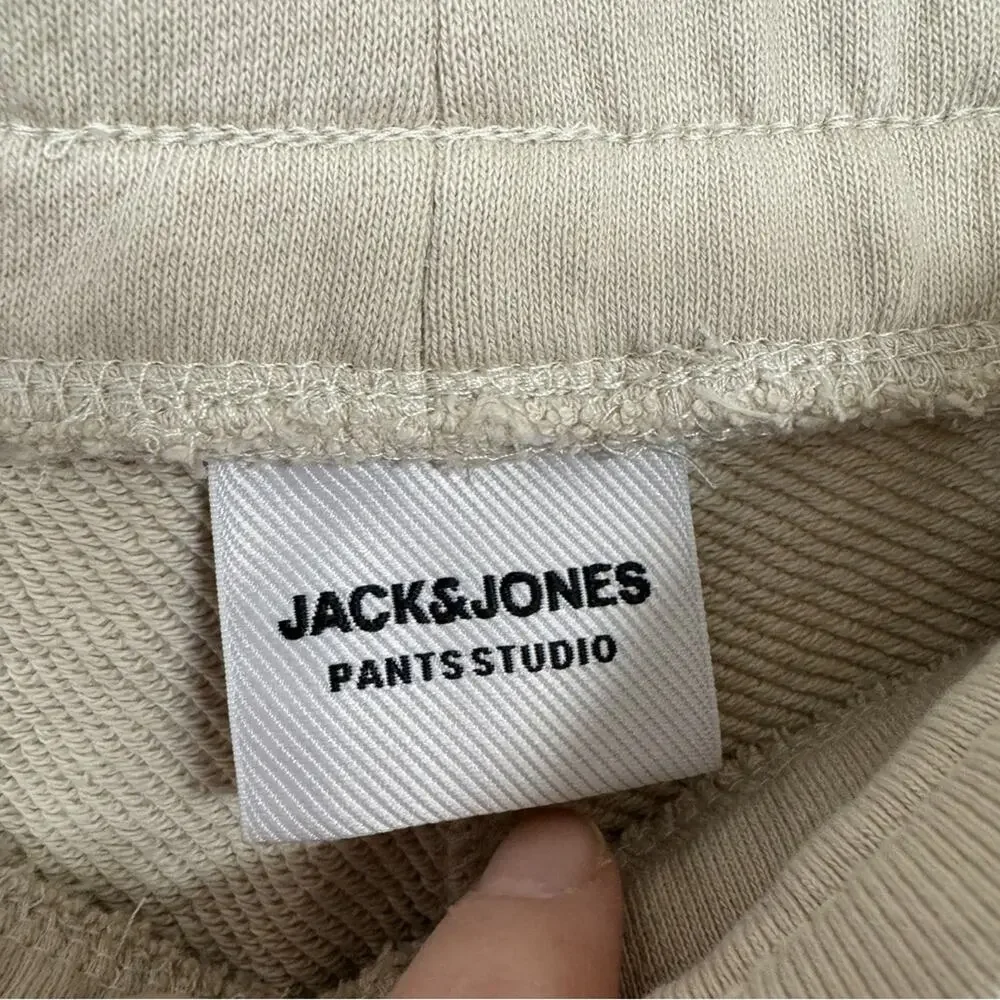 Jack & Jones Cream Cargo Jogger Sweatpants Mens M Classic Casual Cozy Athletic