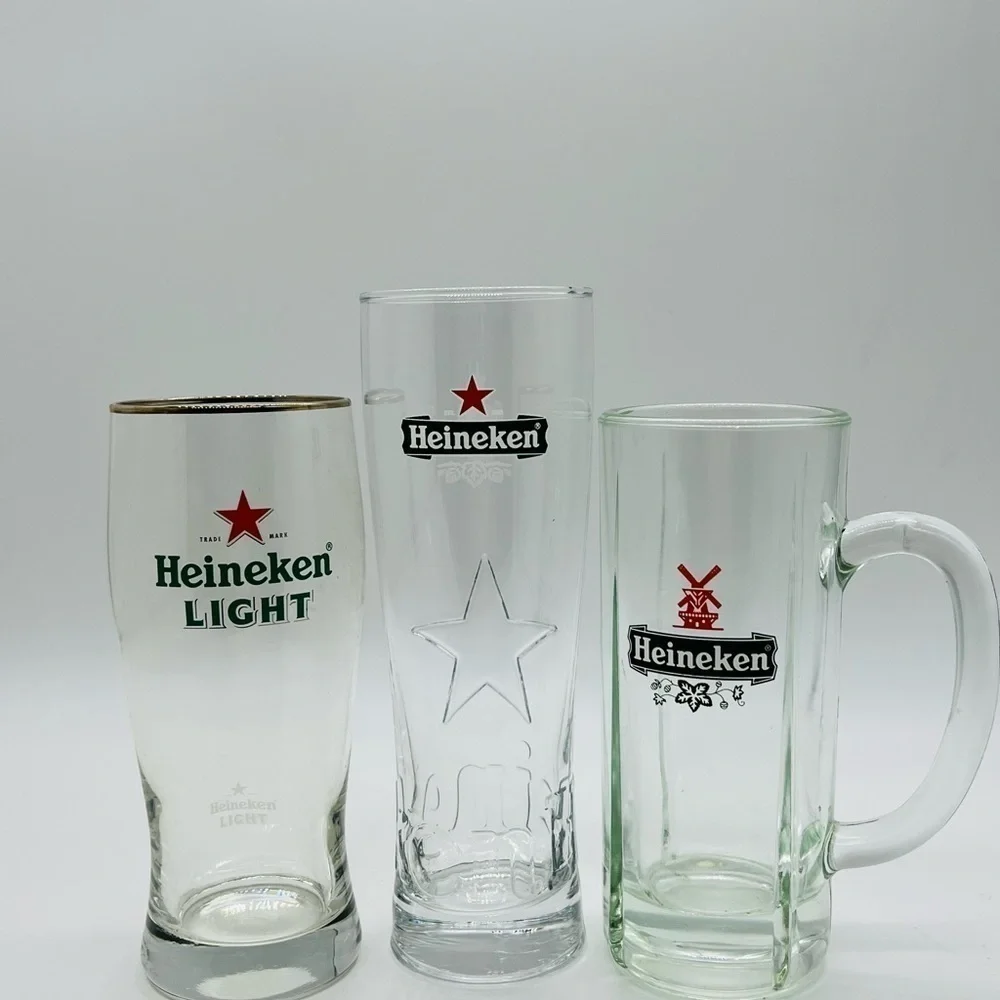 SET OF 3 HEINEKEN & HEINEKEN LIGHT BAR GLASSWARE