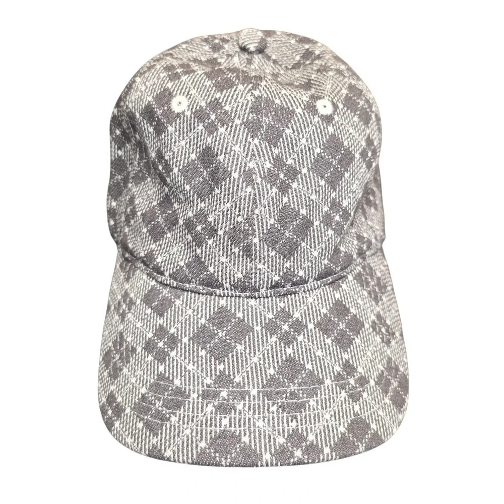 Free People Hat‎ Cap Strap Back Womens Adjustable Gray Plaid 100% Cotton