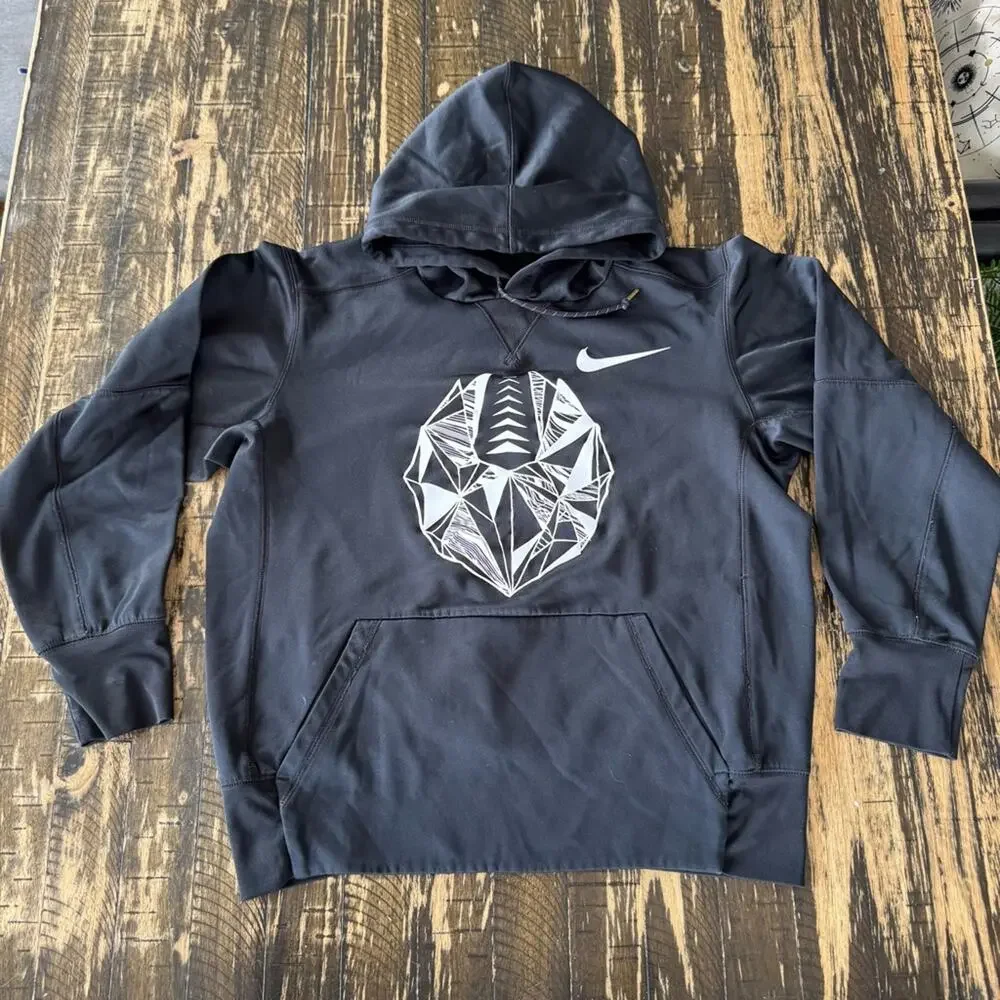 NIKE - FOOTBALL - Black Hoodie with Geometric Design - SMALL