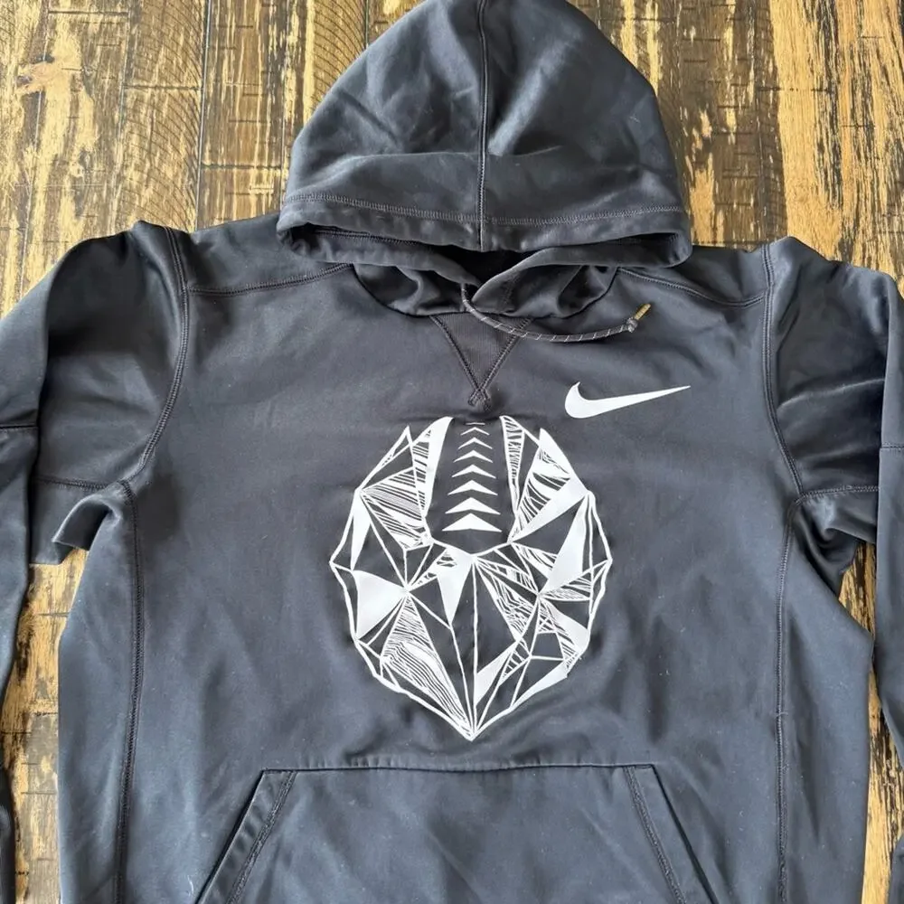 NIKE - FOOTBALL - Black Hoodie with Geometric Design - SMALL