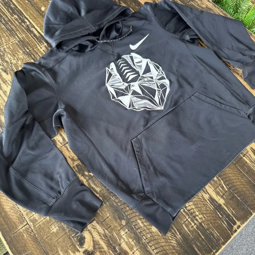NIKE - FOOTBALL - Black Hoodie with Geometric Design - SMALL