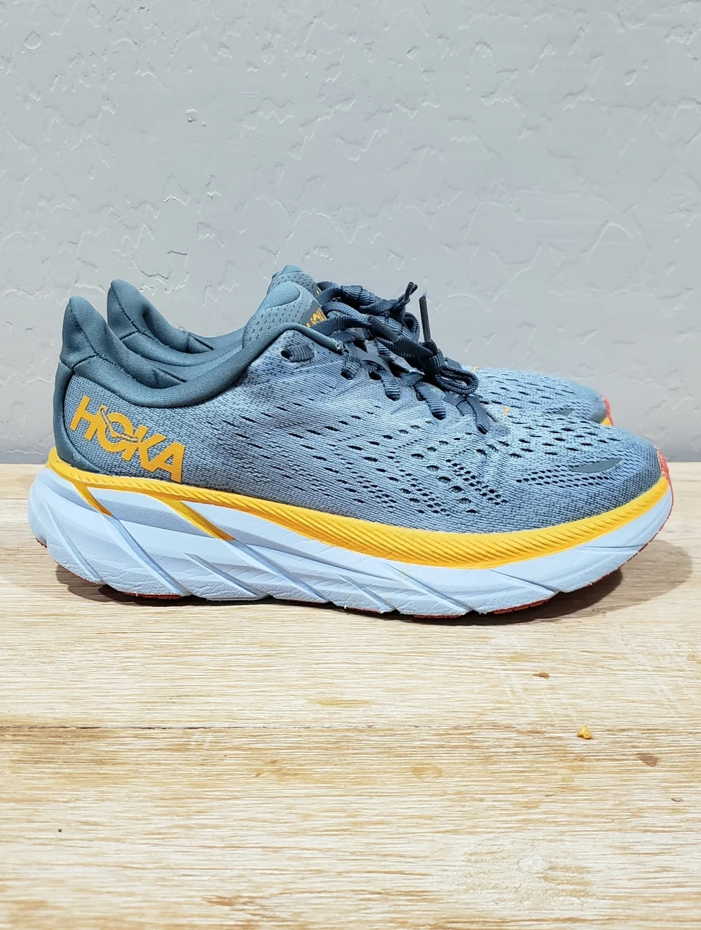HOKA ONE ONE Men's Clifton 8 Running Shoes (8D/9.5W Women's) Blue Fog/Plein Air