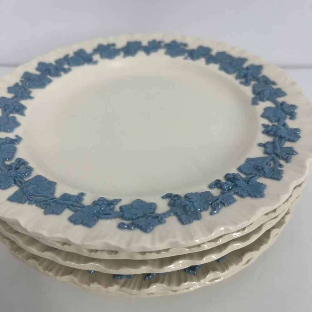 Wedgwood Etruria Queens Ware Embossed Lavender Blue Cream 8