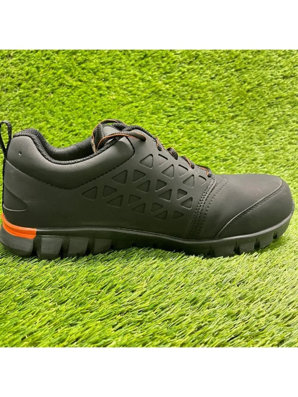 Reebok Sublite Cushion Men Size 11E Black Orange Composite Toe Safety Work Shoes