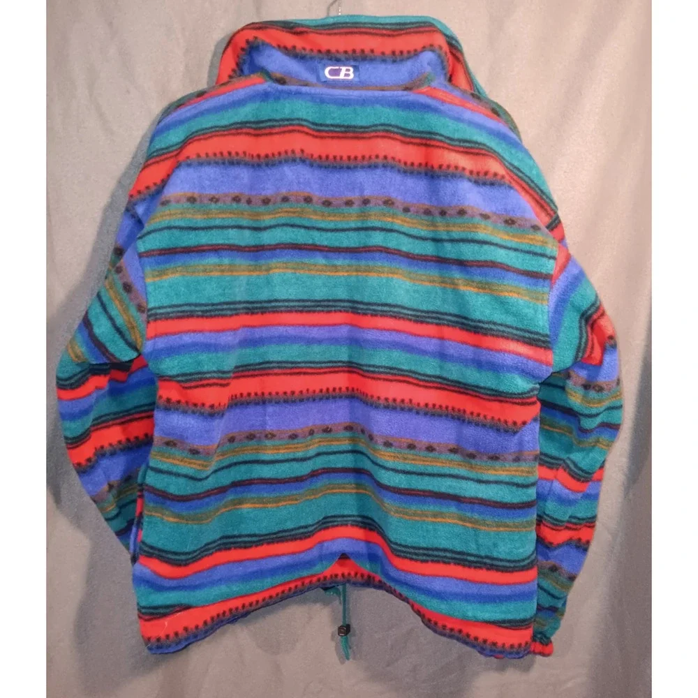 VTG CB Sports Medium Reversible Southwest Stripe Teal Windbreaker Pullover Ski