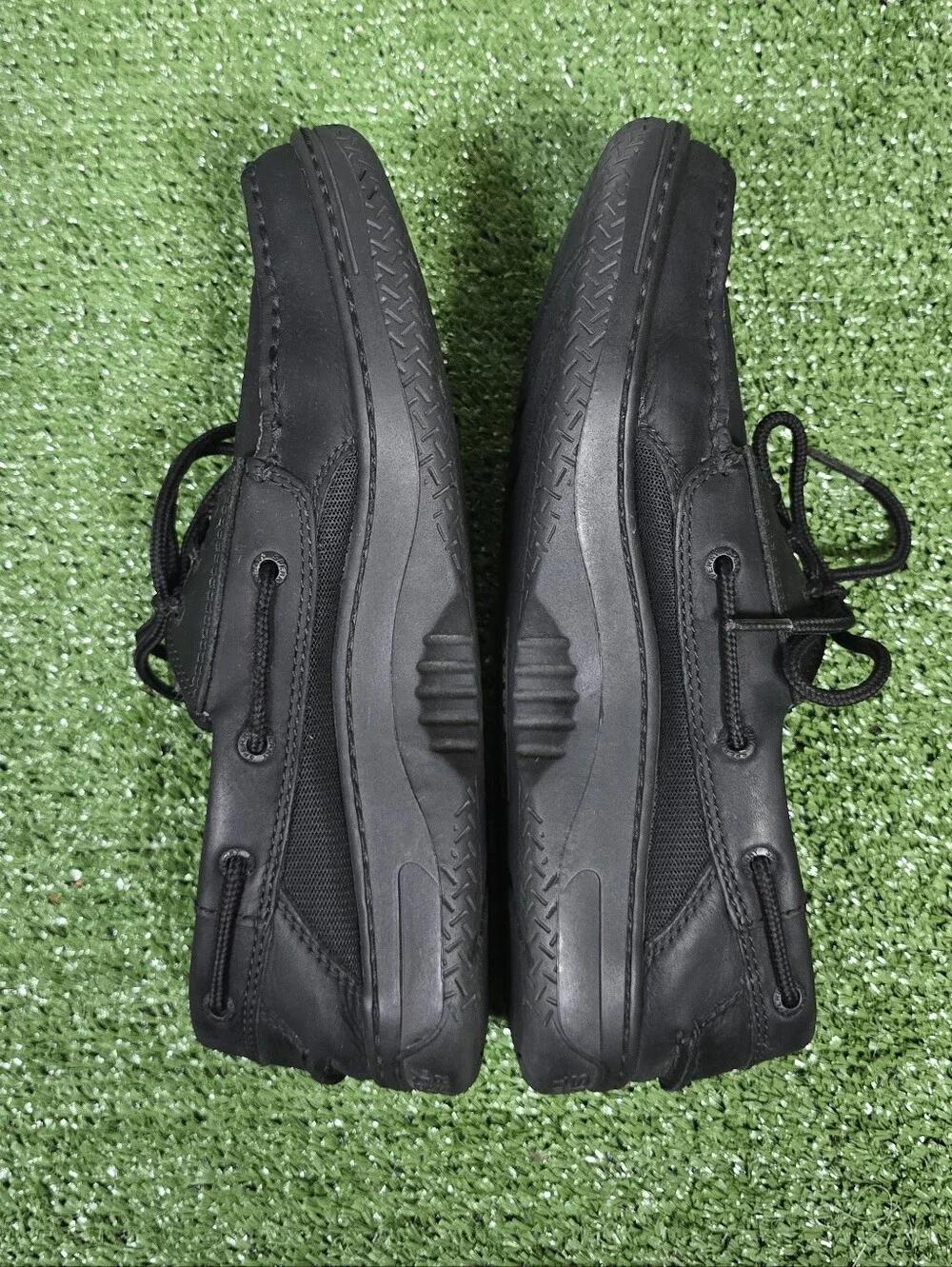 Sperry Mens Billfish Genuine Leather 3 Eye Boat Shoe Black On Black Size 9