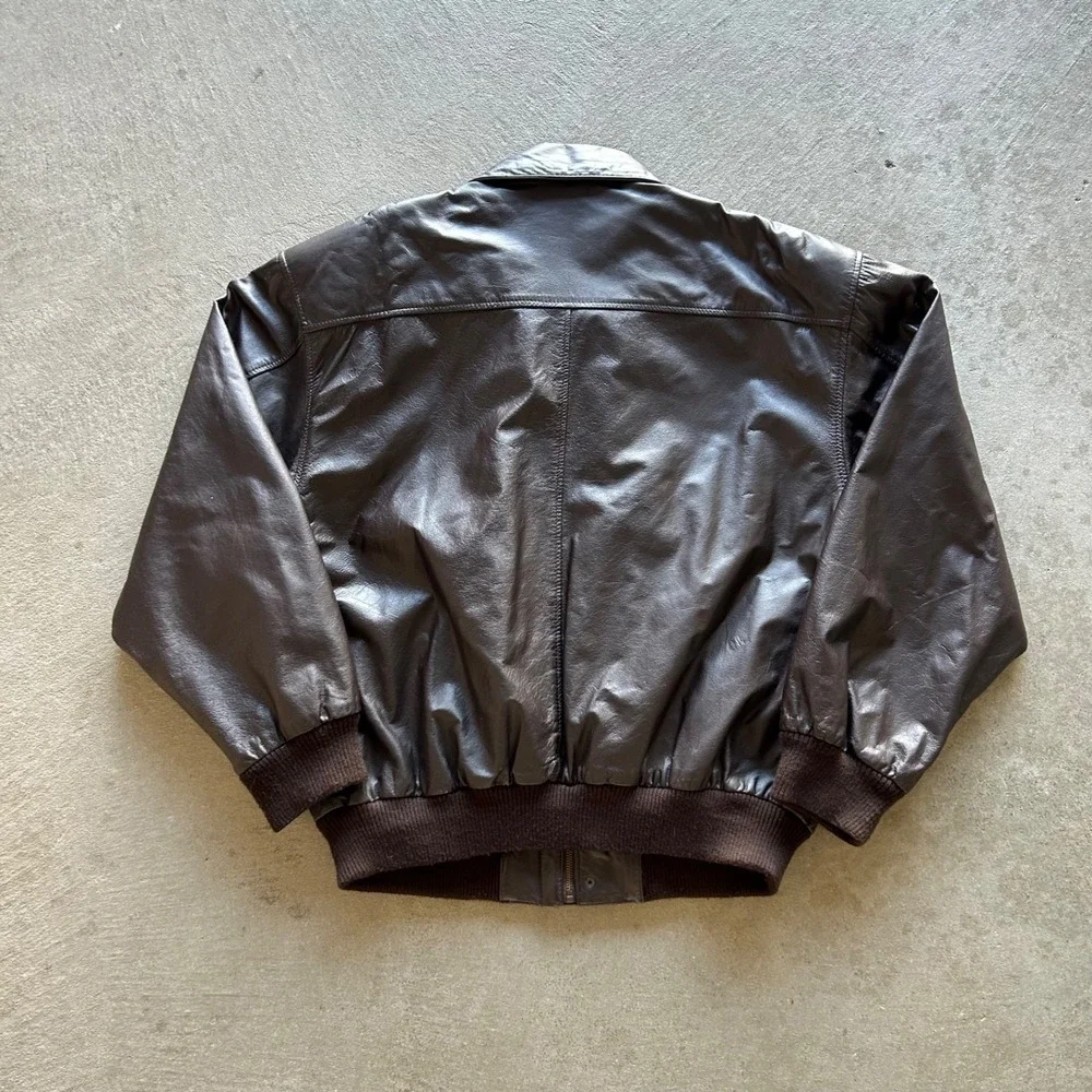 Vintage American Born Type A-2 Leather Flight Jacket‎ Size XL Brown Bomber Army