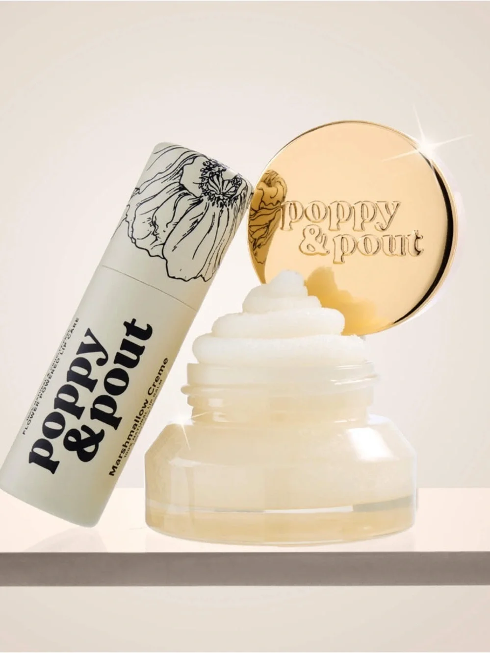 Poppy & Pout Marshmallow Creme Lip Care Duo | Lip Balm + Lip Scrub
