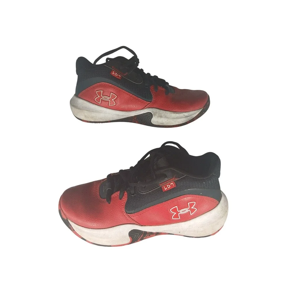 Under Armour Kids Basketball Shoes Red‎ Black Youth Size 5Y
