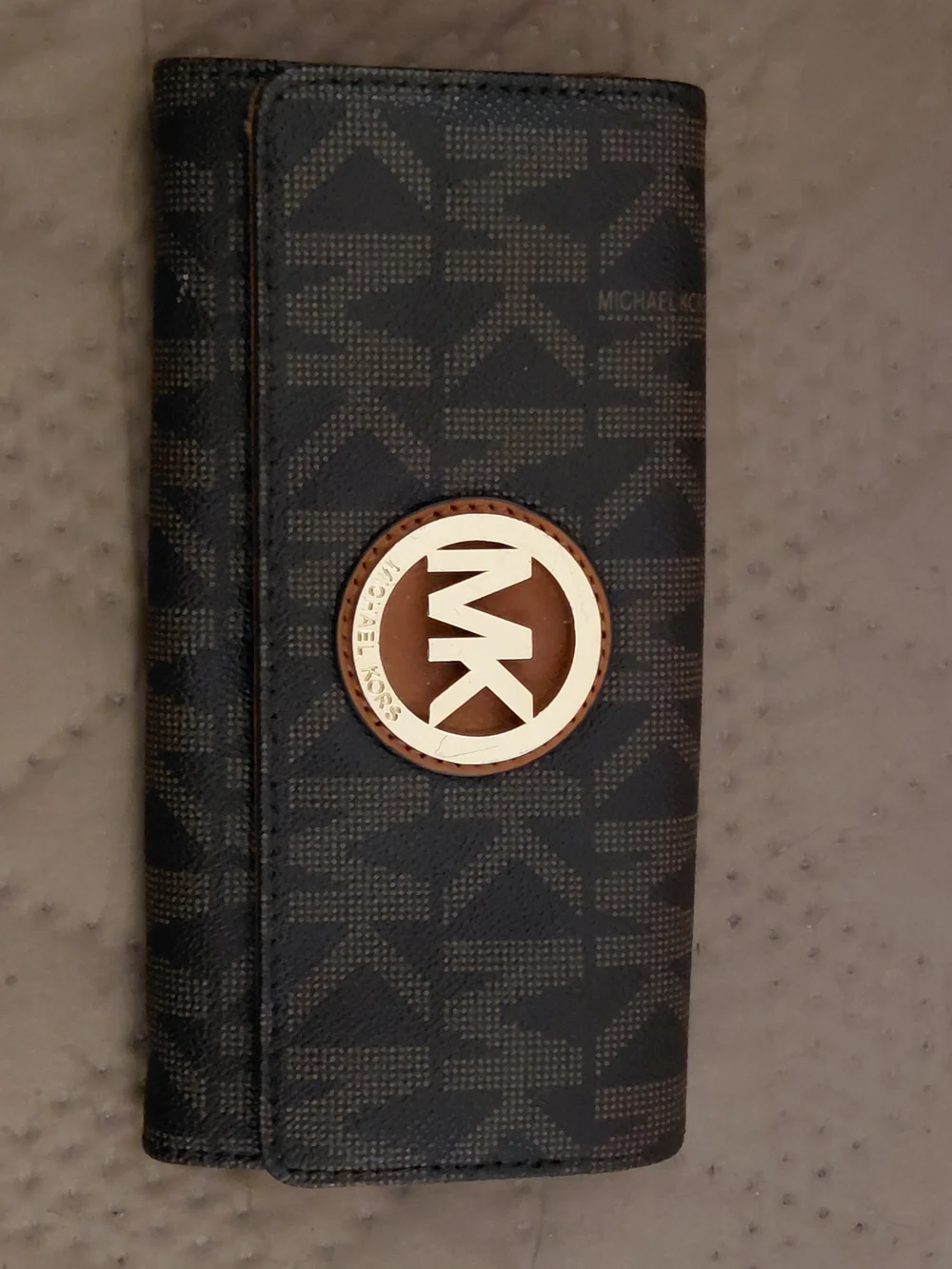Michael Kors DARK BROWN Wallet with Brown Logo Medallion