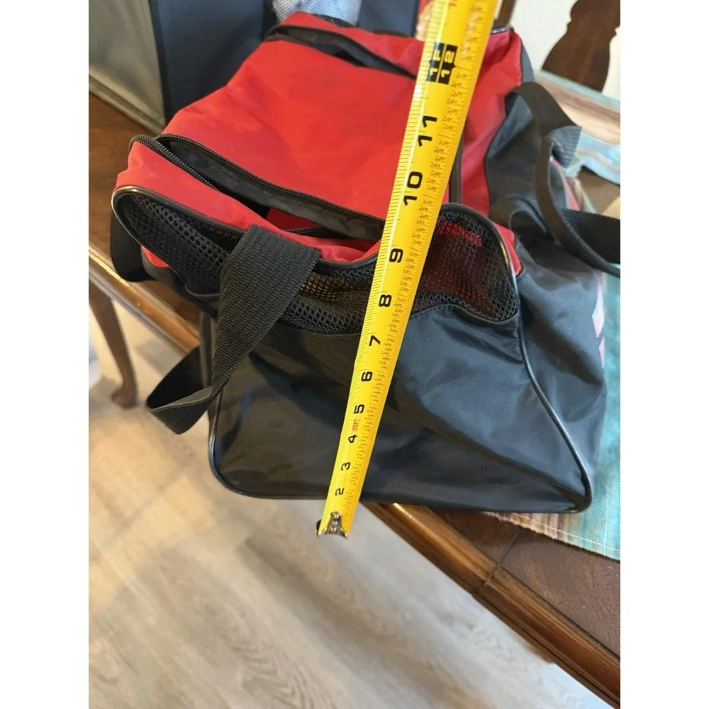 Rare Vintage 90s NIKE Duffle Bag Red Black Spellout Swoosh Retro Gym Travel