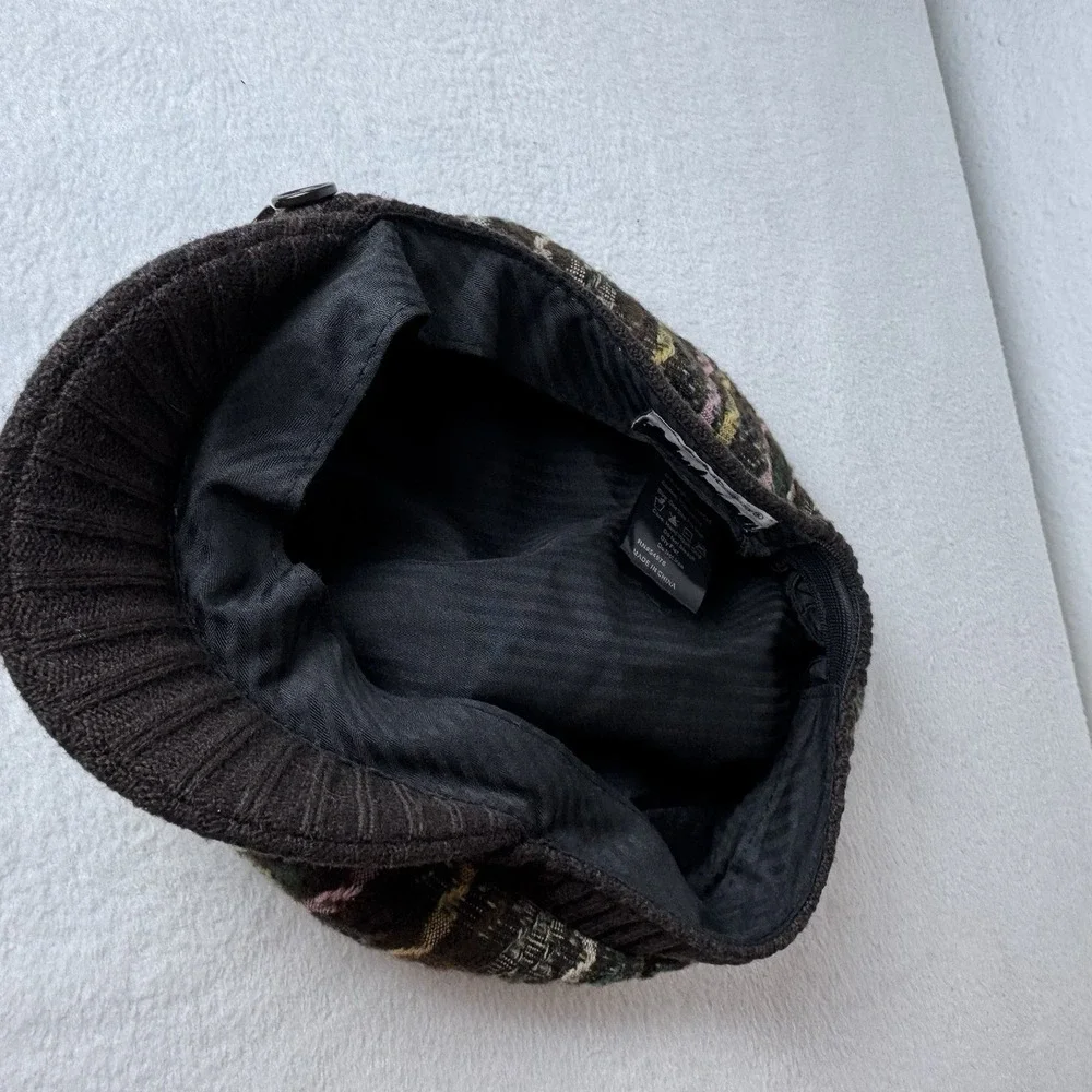 Manhattan Hat Company Newboy Hat Plaid Brown Pink Yellow Cabbie Cap Y2K