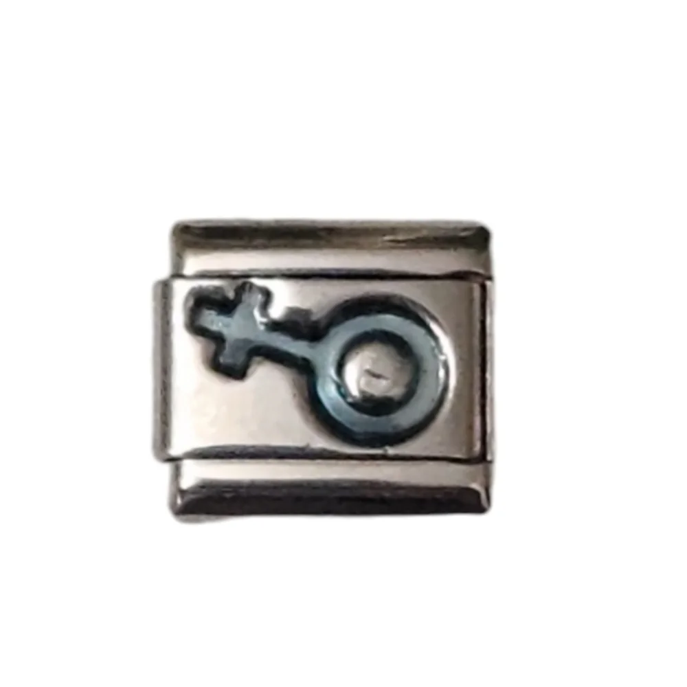 Italian Charmlink Blue Female Sex Symbol for‎ Charm Bracelet 9mm