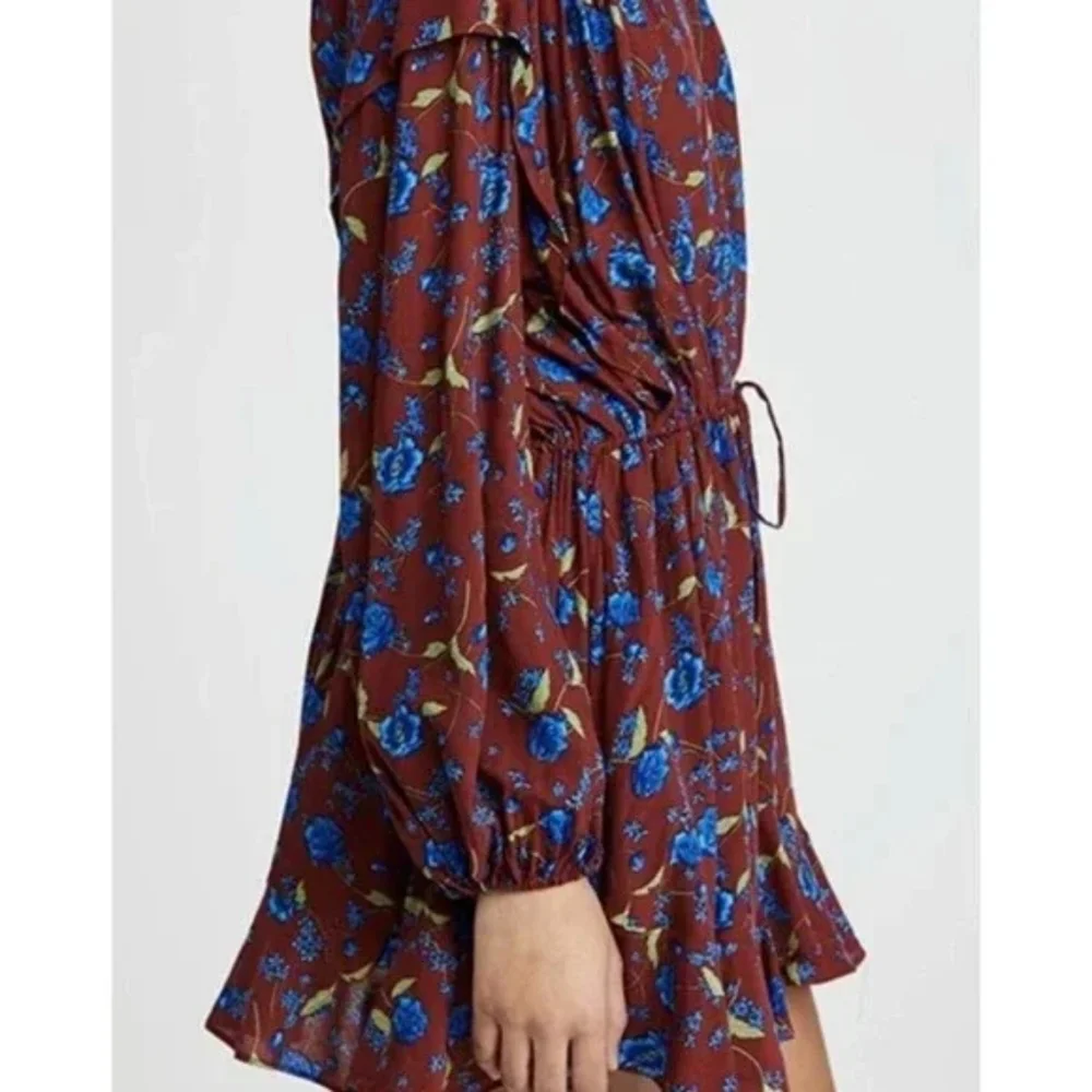 Free People Red Burgundy Flower Fields Mini Button Up Dress Womens Size Small