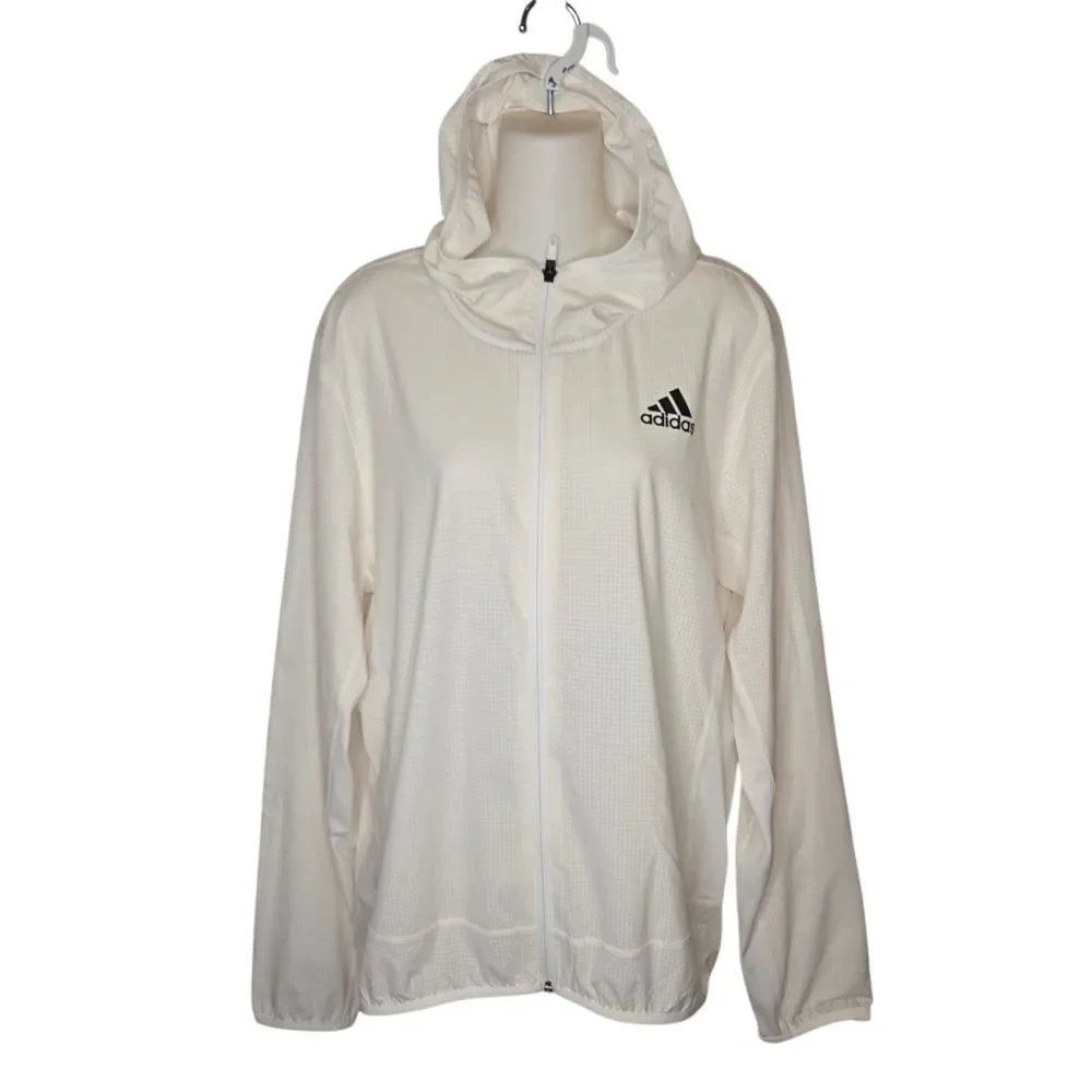 Adidas Sample Heat.RDY Textured Grid Full-Zip Hooded Training Jacket, Size Med