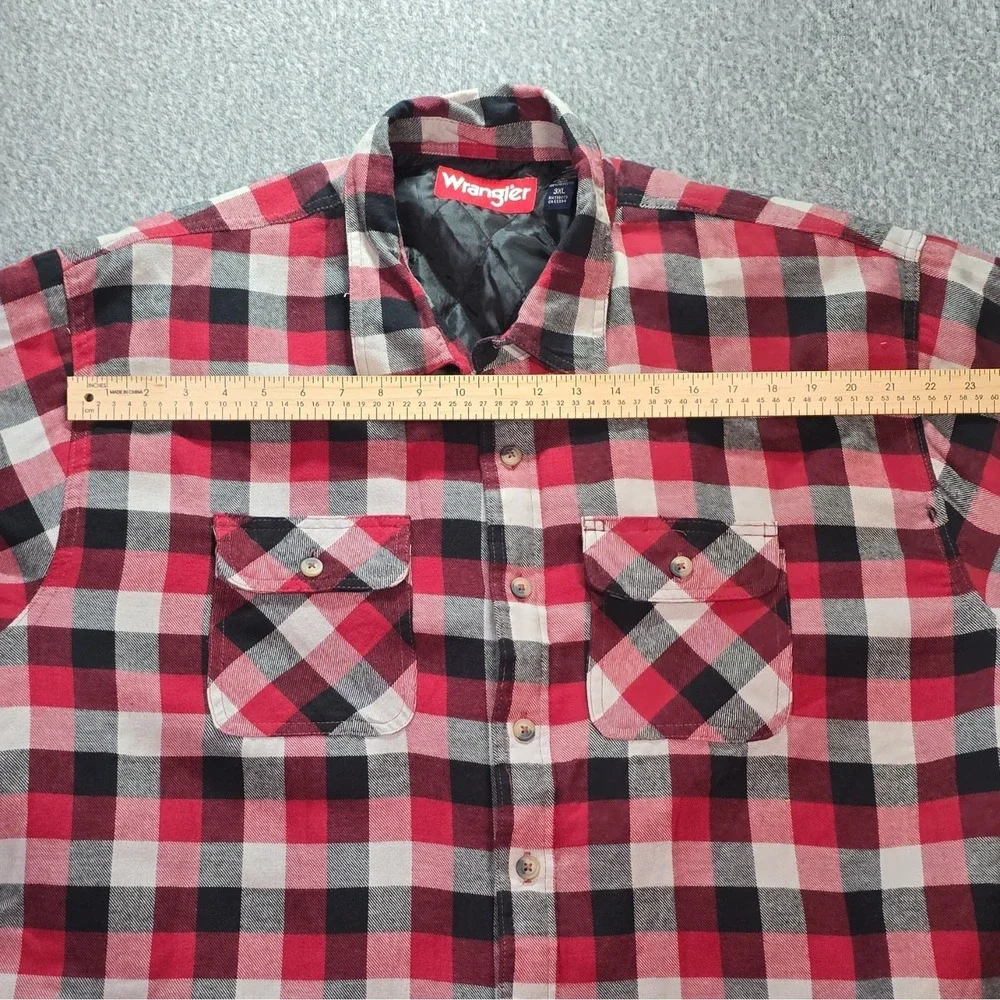 Wrangler Men's 3XL Big & Tall Quilted Lined Plaid Shacket Button Pockets