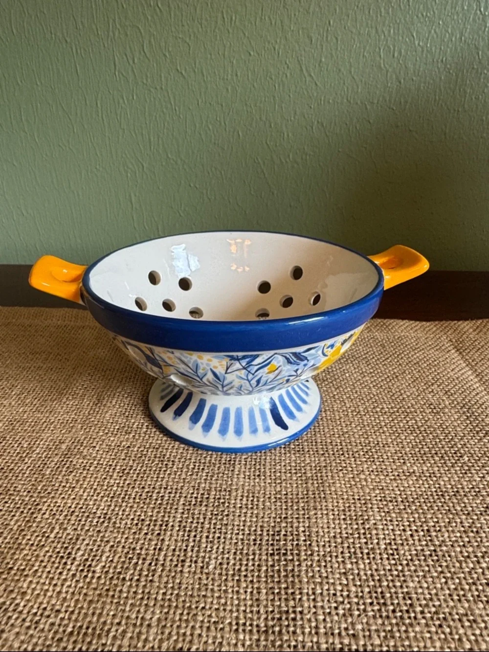 Fitz & Floyd Madeline Ceramic Small Colander Berry Strainer Floral