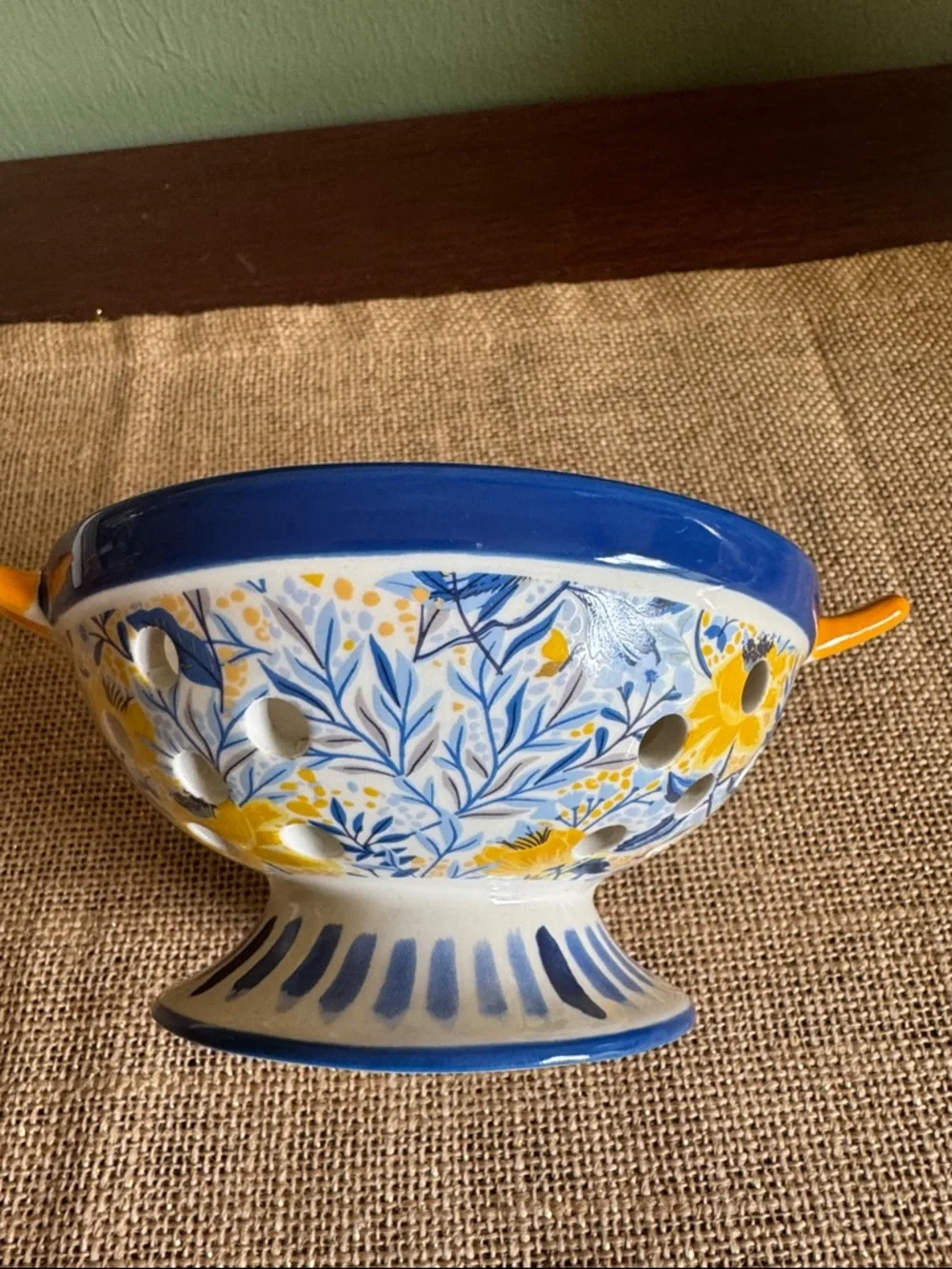 Fitz & Floyd Madeline Ceramic Small Colander Berry Strainer Floral