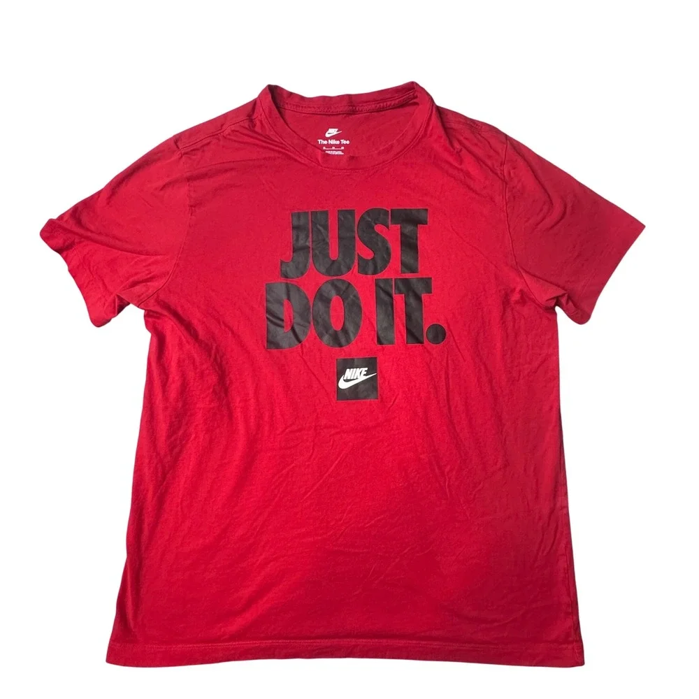 Nike T-Shirt Mens XL Red Just Do It Graphic Short Sleeve Cotton DZ2989-657 Tee