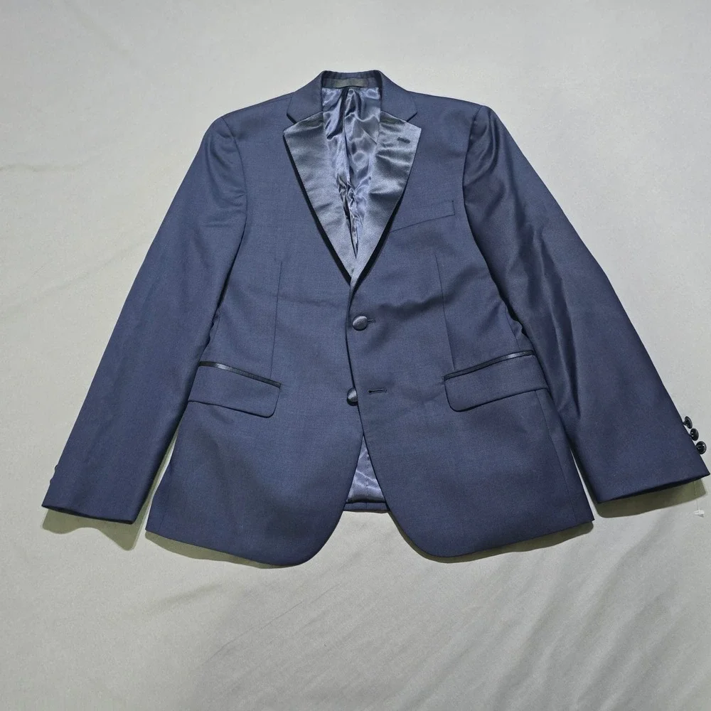 Lauren Ralph Lauren Tuxedo Jacket Kids 14R Navy Blue Satin Trim Blazer