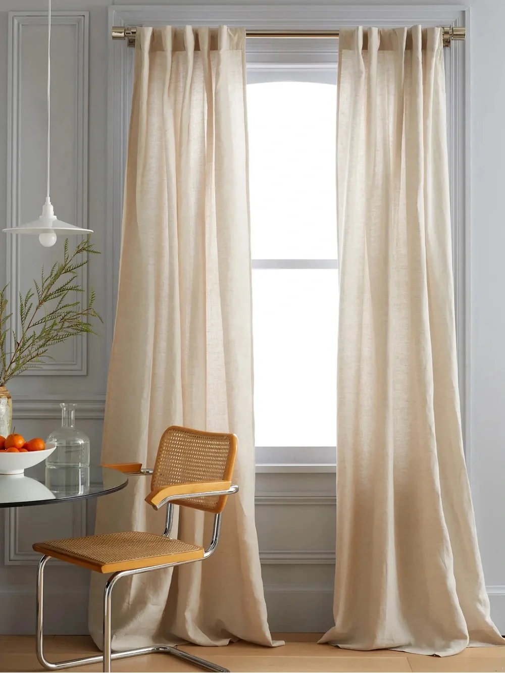 NWT QUINCE Set Of 2 48x96 European Linen Curtains Flax 0013