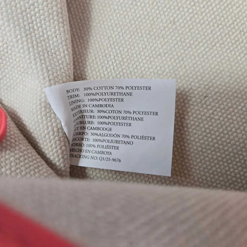 Steve Madden Canvas Tote Bag Womens Small Cream Pink Logo Casual (S10)